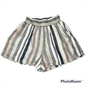 Universal Thread Striped Paperbag Linen Blend Shorts with Pockets Women’s XS